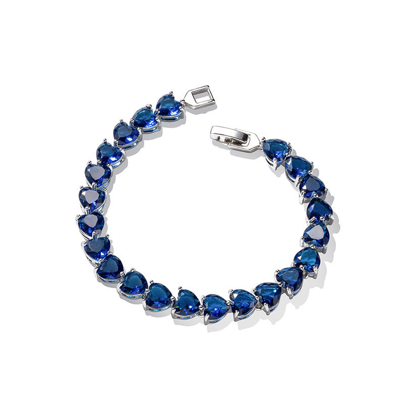 Blue Heart-shaped Zircon Bracelet Light Luxury