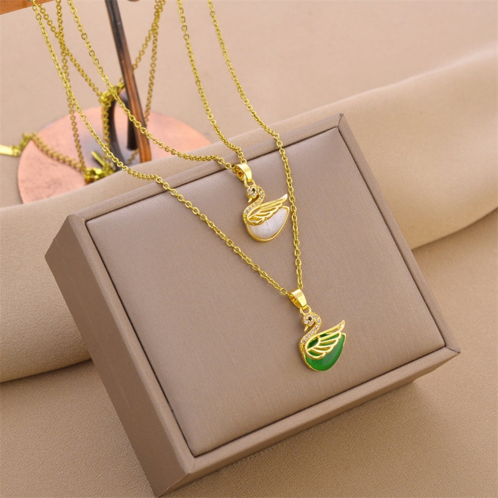 Necklace,stainless Steel,with Green Swan ,Only Self-pickup Is Supported, And The Displayed Prices Are All Self-pickup Prices