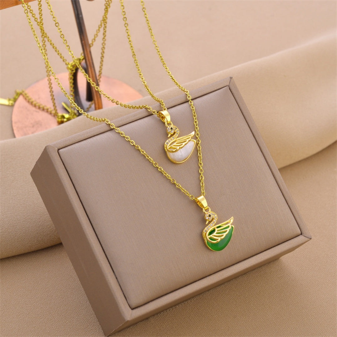 Necklace,stainless Steel,with Green Swan ,Only Self-pickup Is Supported, And The Displayed Prices Are All Self-pickup Prices