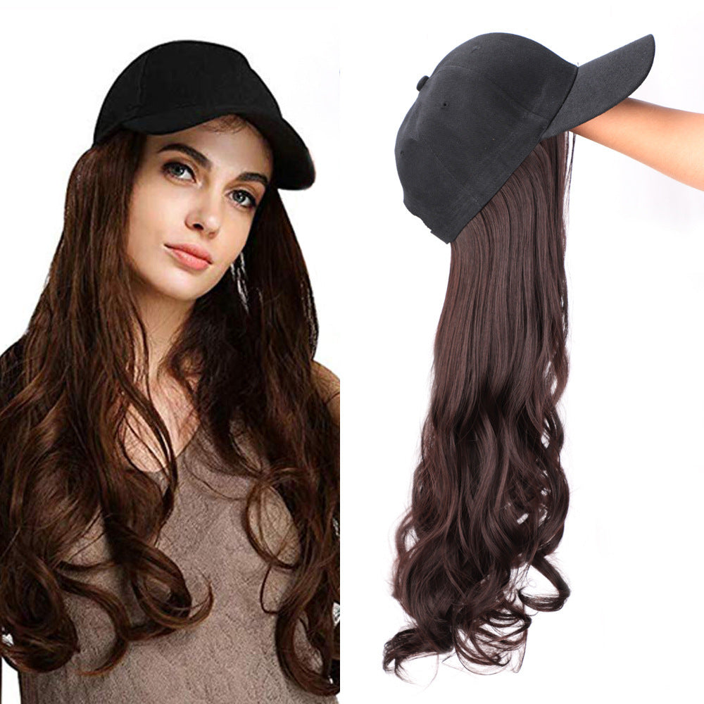 Wig Female Cap Wig Long Curly Hair Natural Big Wave Baseball Hat Wig One