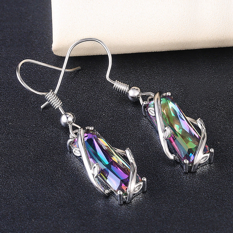 Creative Color Zircon Geometric Copper Earrings Ladies