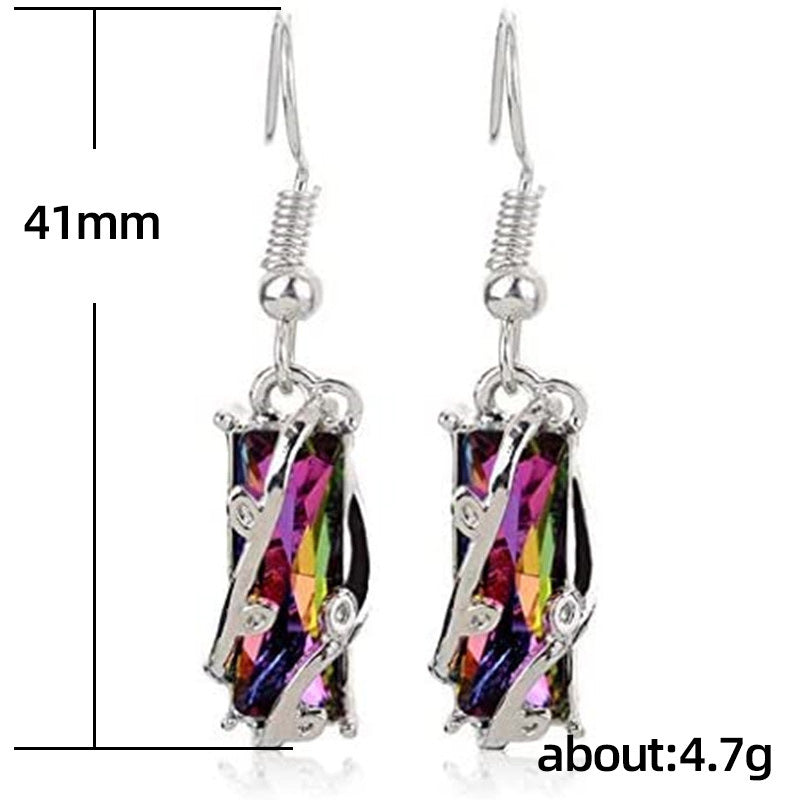 Creative Color Zircon Geometric Copper Earrings Ladies