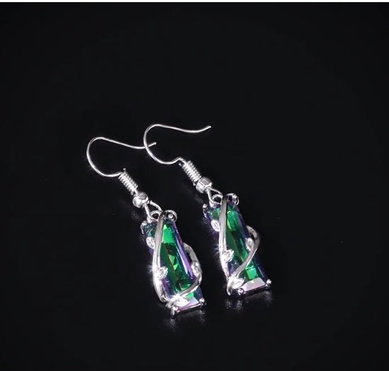 Creative Color Zircon Geometric Copper Earrings Ladies