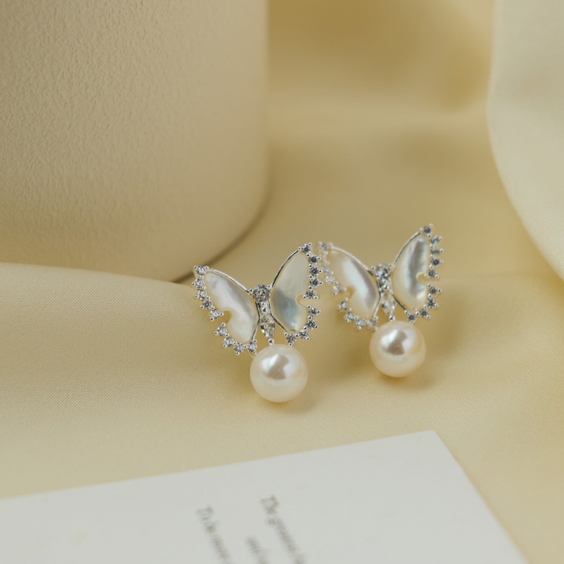 Butterfly Full Diamond Pearl Earrings For Women