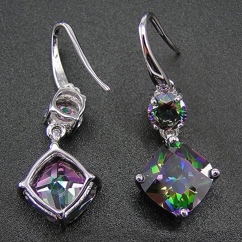 Exquisite Colorful Zircon Geometric Earrings Earring Pendant For Ladies