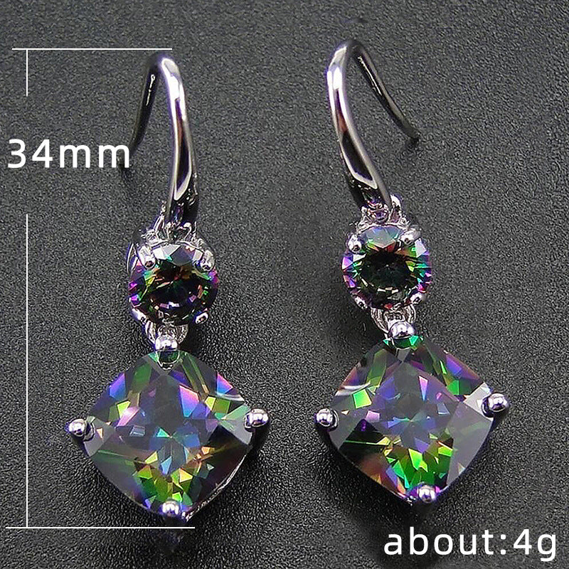 Exquisite Colorful Zircon Geometric Earrings Earring Pendant For Ladies