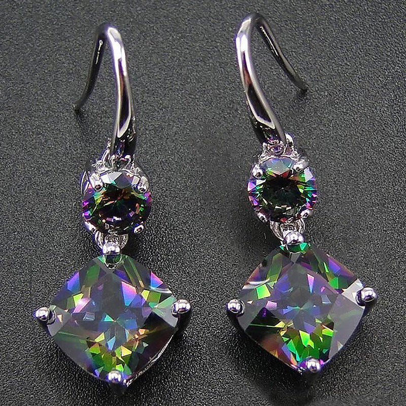 Exquisite Colorful Zircon Geometric Earrings Earring Pendant For Ladies