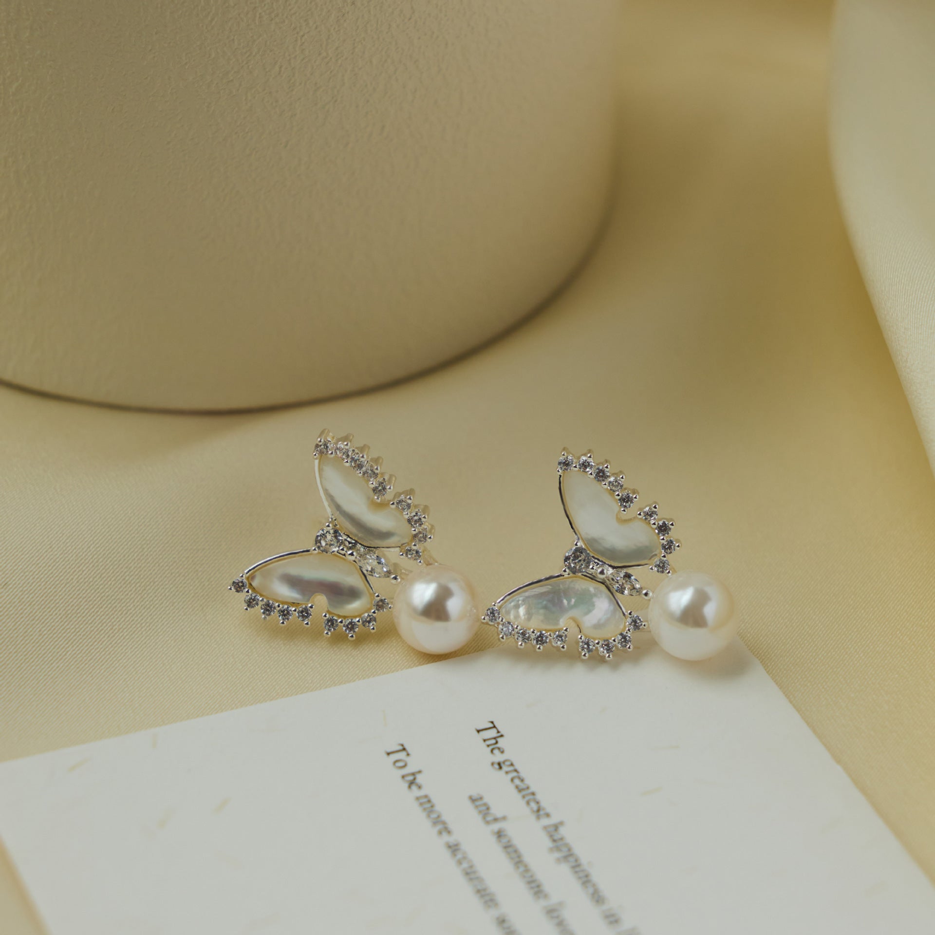 Butterfly Full Diamond Pearl Earrings For Women