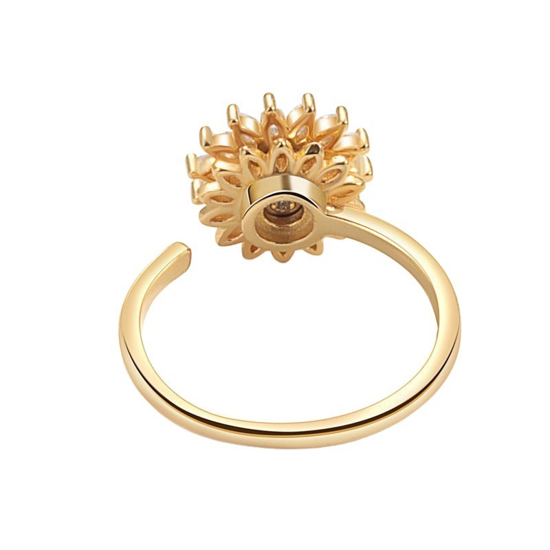 Copper Plating Diamond-embedded SUNFLOWER Rotating Stylish Opening Adjustable