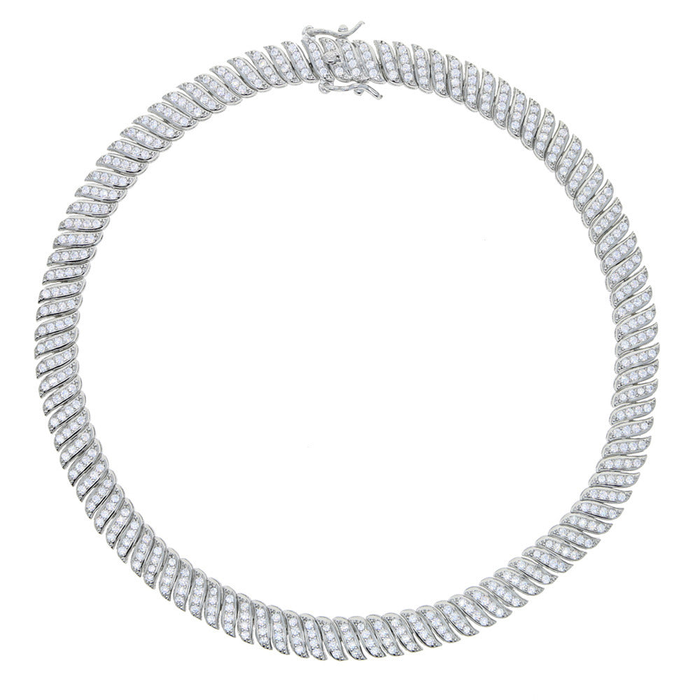 10mm Blade Zircon Necklace Hiphop Diamond Full Diamond Necklace Ornament