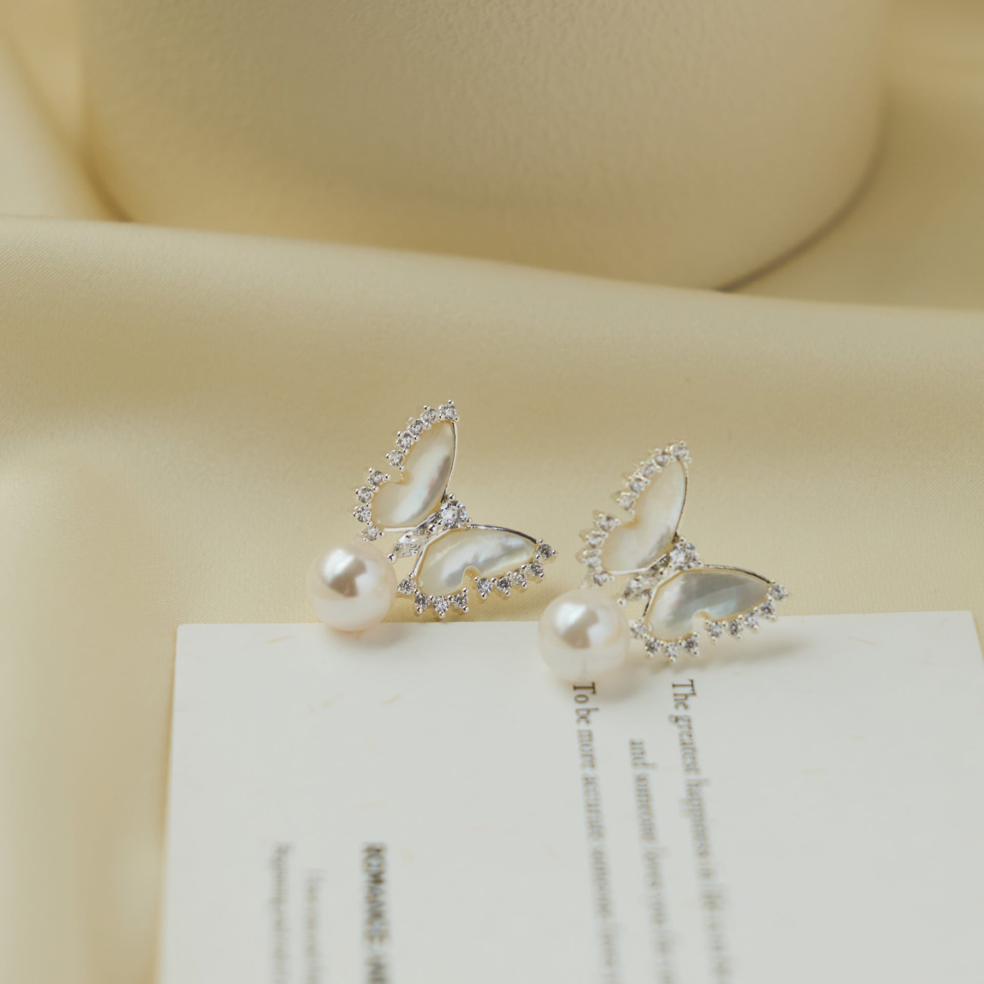 Butterfly Full Diamond Pearl Earrings For Women
