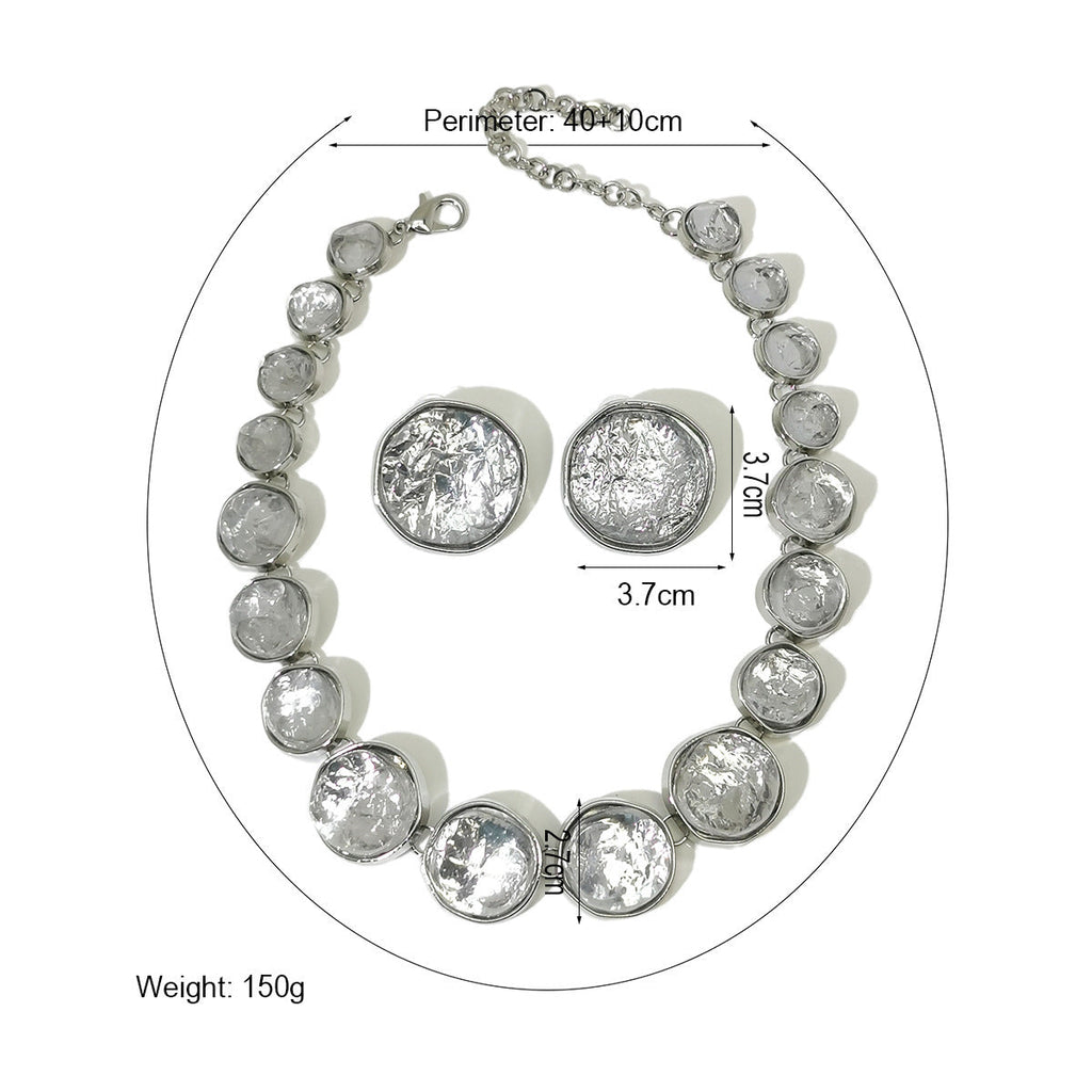 Round Three-dimensional Pattern Necklace And Earring Suit