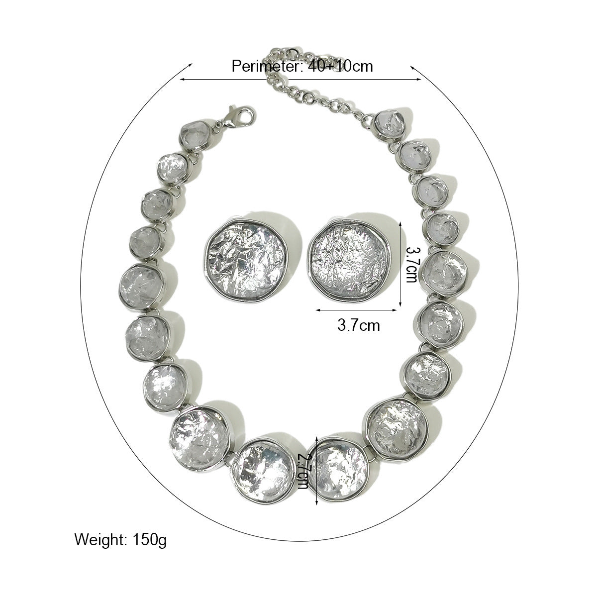 Round Three-dimensional Pattern Necklace And Earring Suit