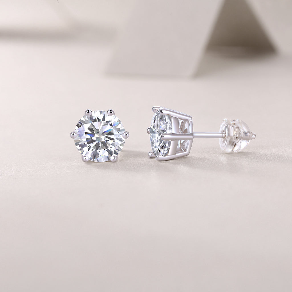Quiet Moments - Earrings Set With Top-quality Moissanite S925 Silver And Platinum-plated Stud Earrings, A Fashionable And Trendy Accessory, Can Be Tested With A Diamond Pen