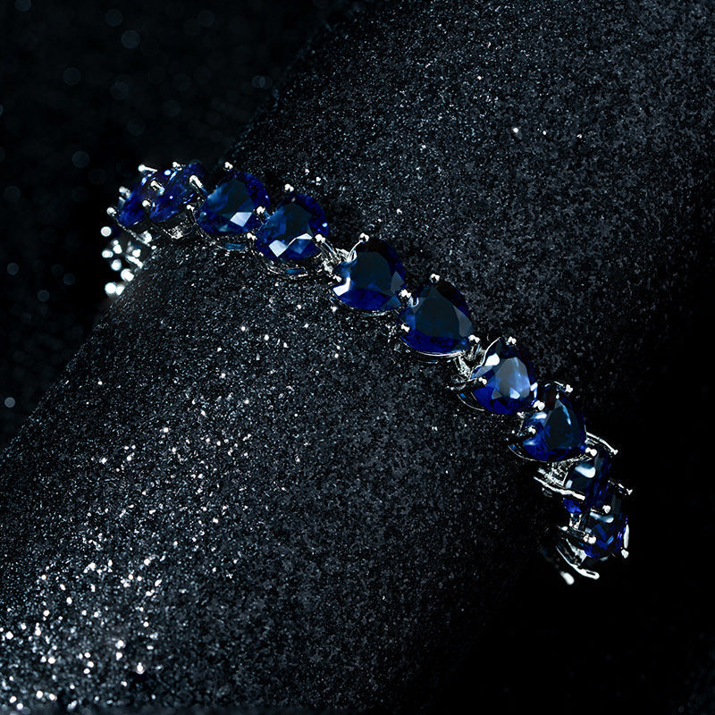 Blue Heart-shaped Zircon Bracelet Light Luxury