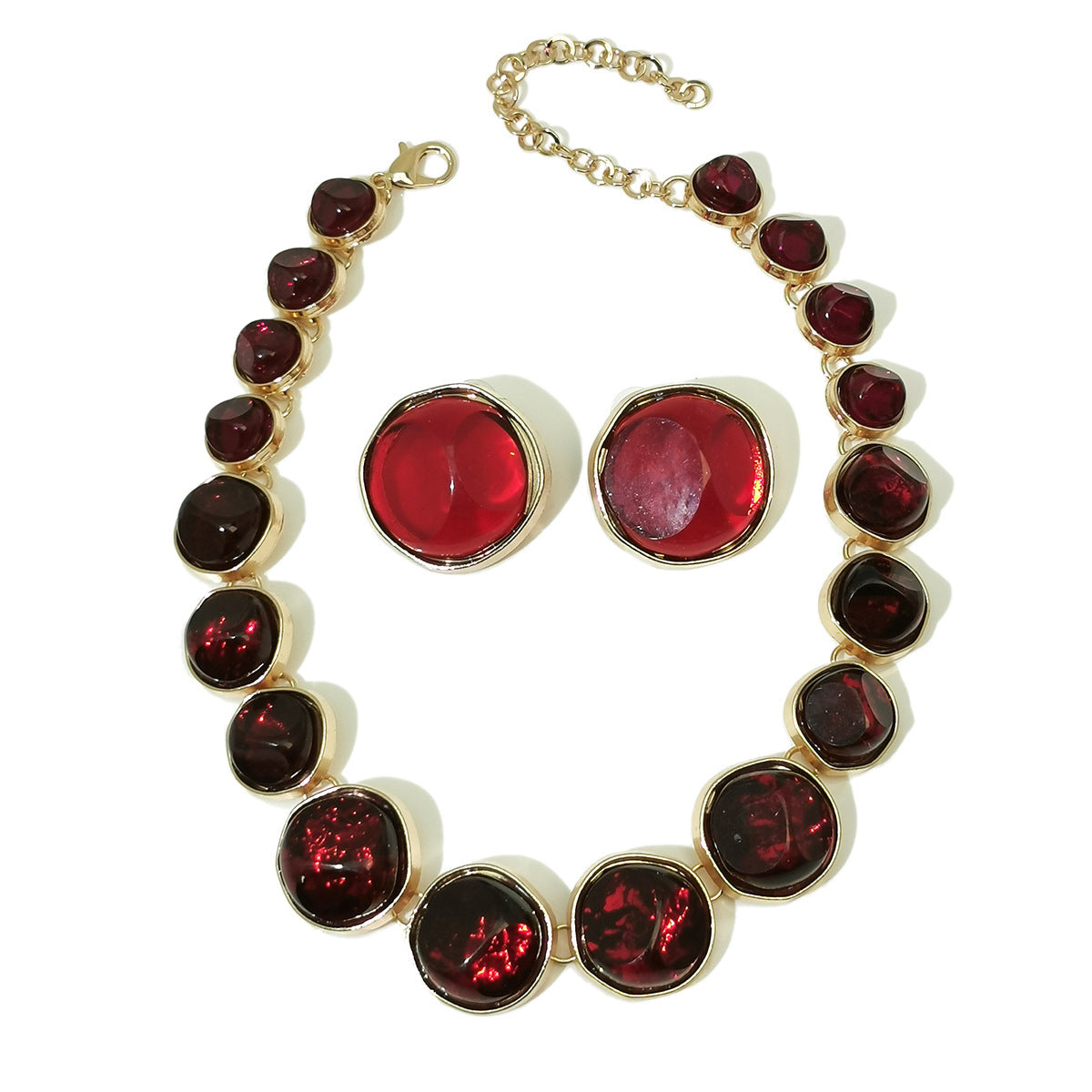 Round Three-dimensional Pattern Necklace And Earring Suit