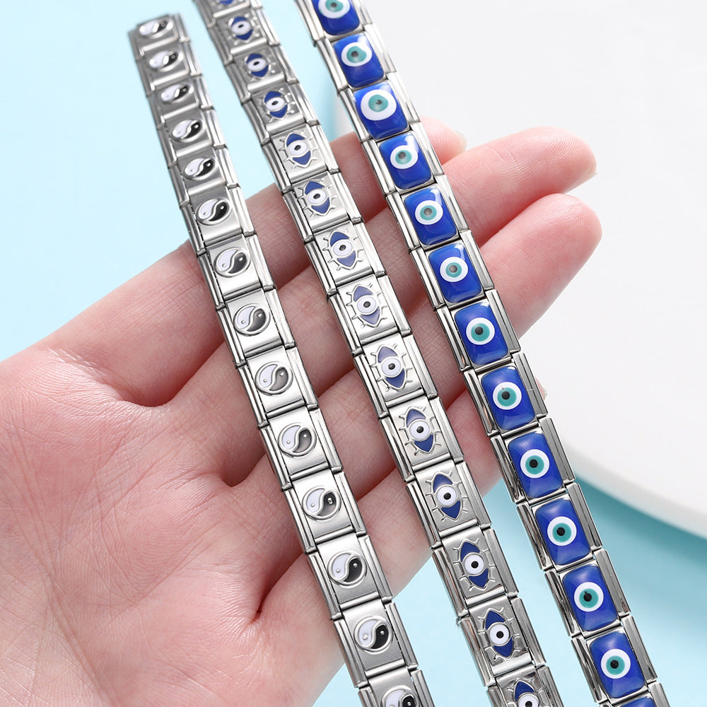 Stainless Steel Square Model Eye Pattern Module Bracelet Accessories