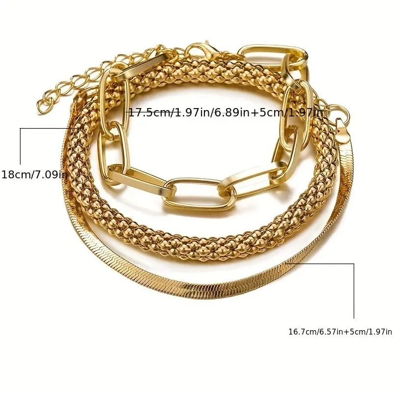 Snake Bone Chain Multi-layer Bracelet Creative Retro 3-piece Set