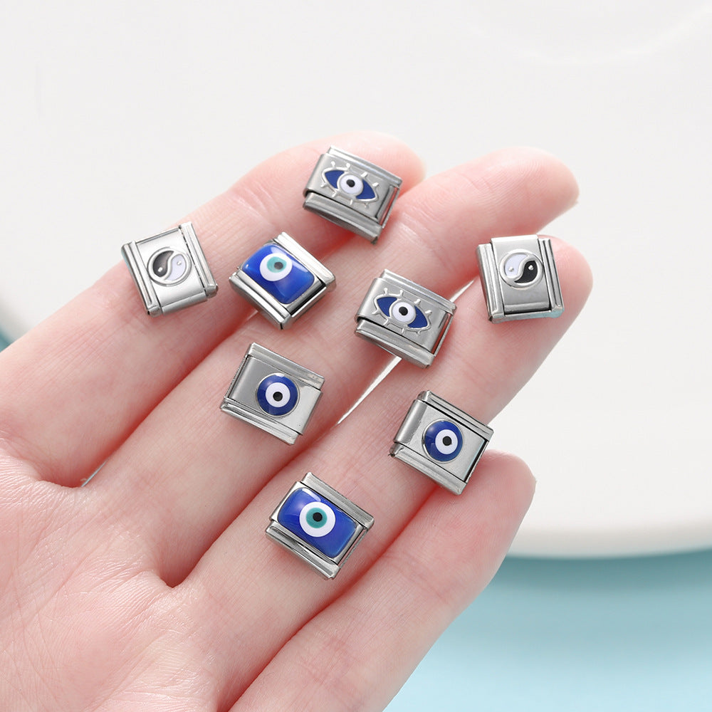 Stainless Steel Square Model Eye Pattern Module Bracelet Accessories