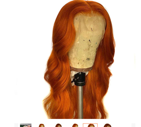European And American Dark Orange Wig Hair Set Smooth Hair
