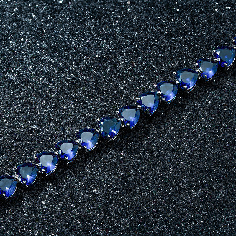 Blue Heart-shaped Zircon Bracelet Light Luxury