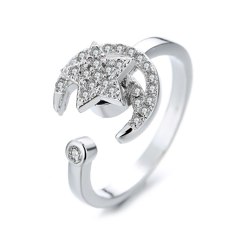 Fashion Luxury Golden Butterfly Zircon Spinning Ring Suit