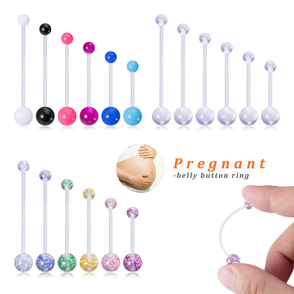 Acrylic More Sizes Belly Ring Soft Rod Transparent Rod Multi-color Optional Navel Decoration