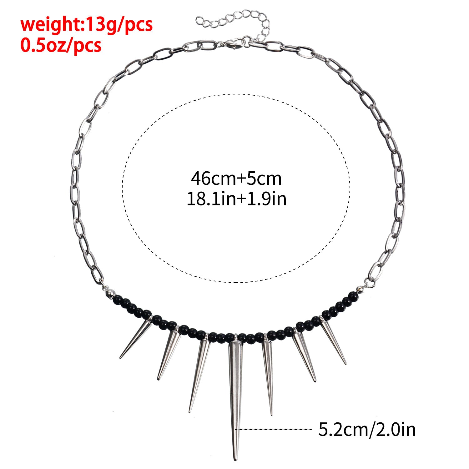 Punk Stitching Chain Black Beaded