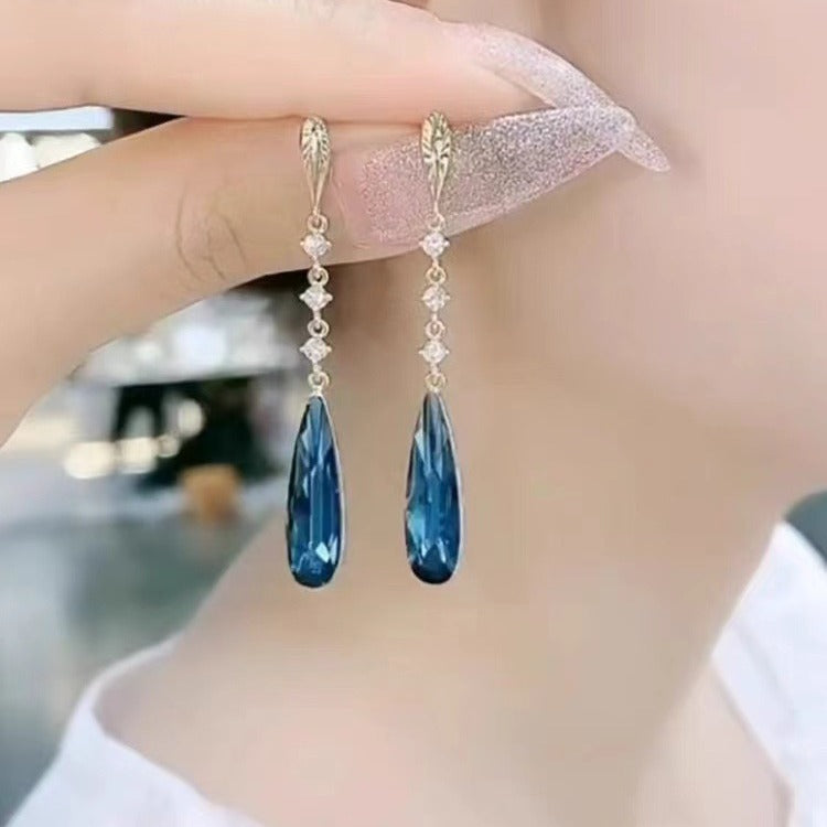 Copper Plating 14K Gold 925 Silver Needle Summer Water-drop Eardrops