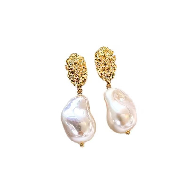 Geometric Irregular Baroque Pearl Earrings