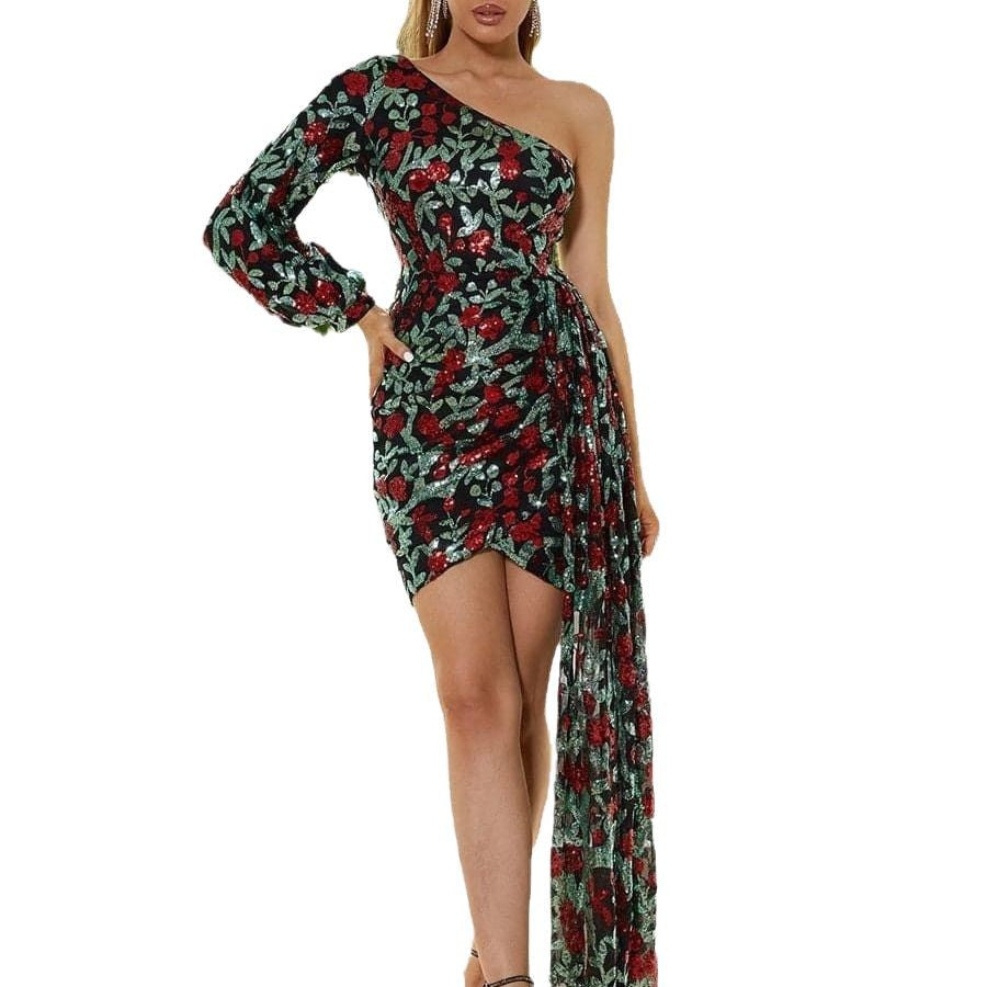 Off-shoulder Host Banquet Skirt Evening Dress