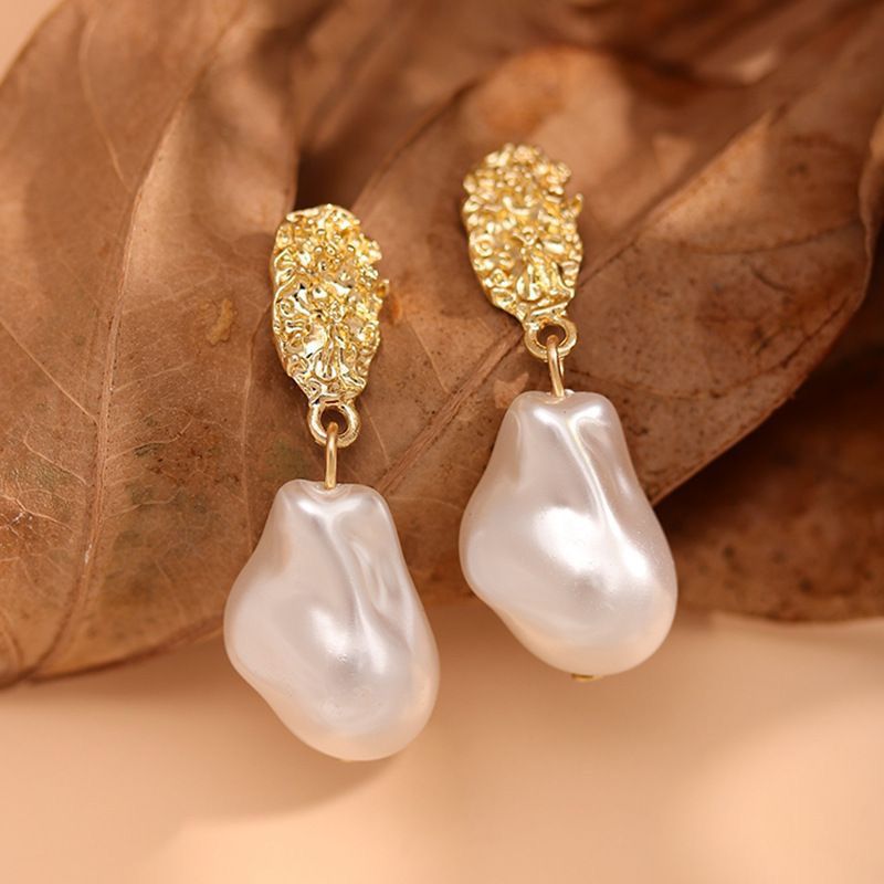 Geometric Irregular Baroque Pearl Earrings