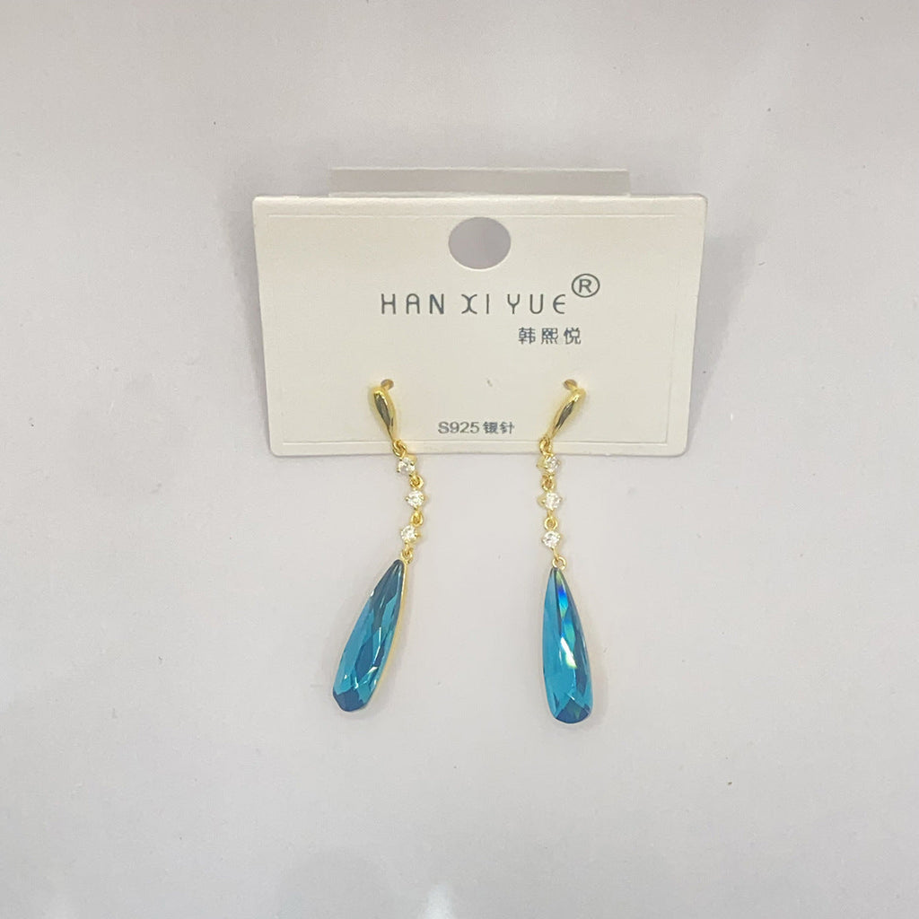 Copper Plating 14K Gold 925 Silver Needle Summer Water-drop Eardrops