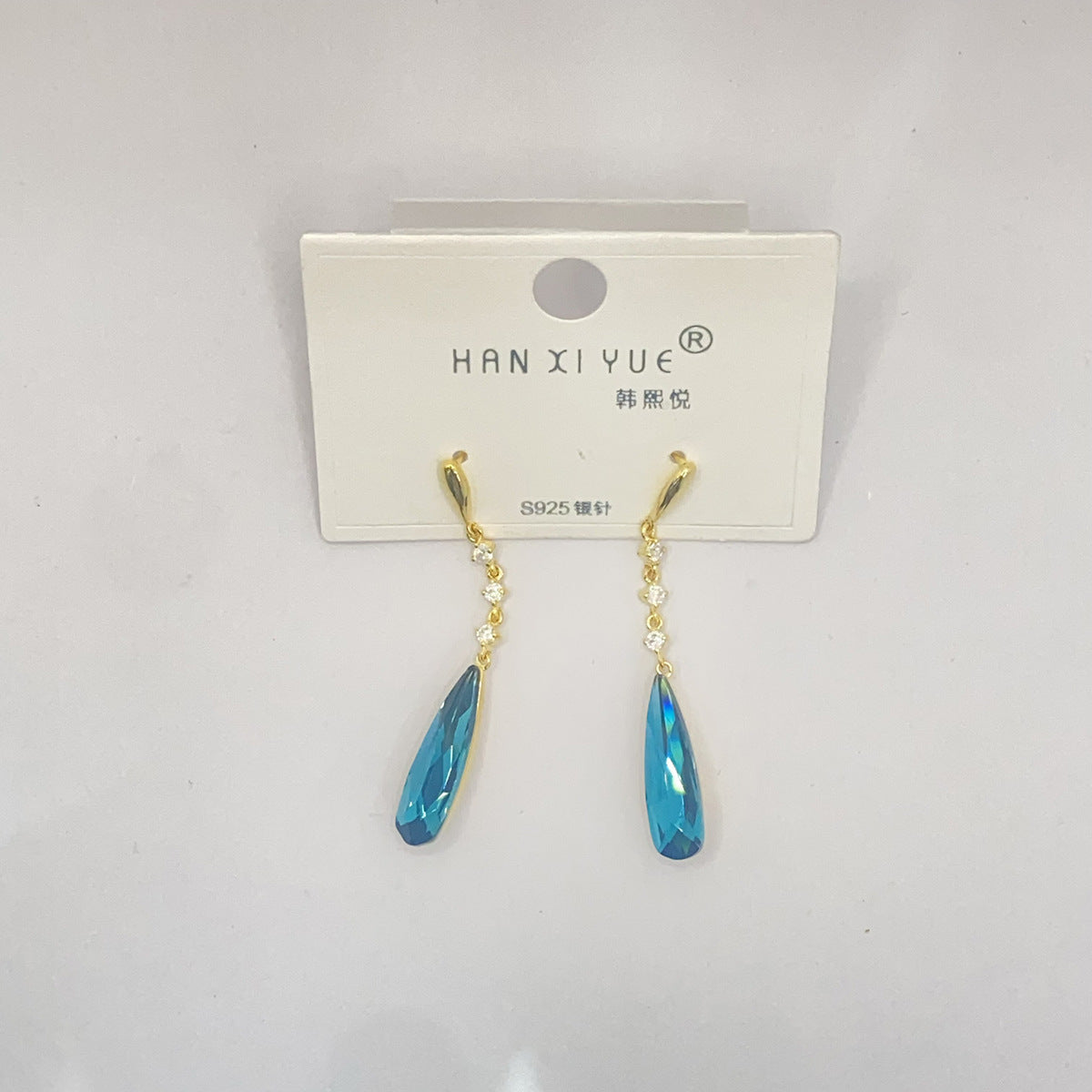 Copper Plating 14K Gold 925 Silver Needle Summer Water-drop Eardrops