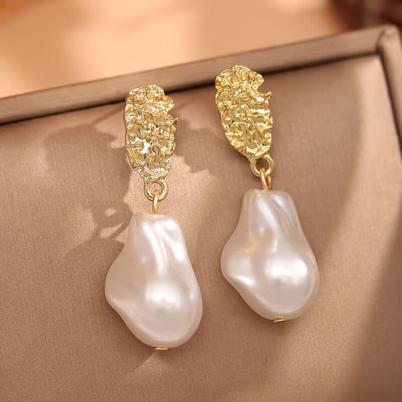 Geometric Irregular Baroque Pearl Earrings