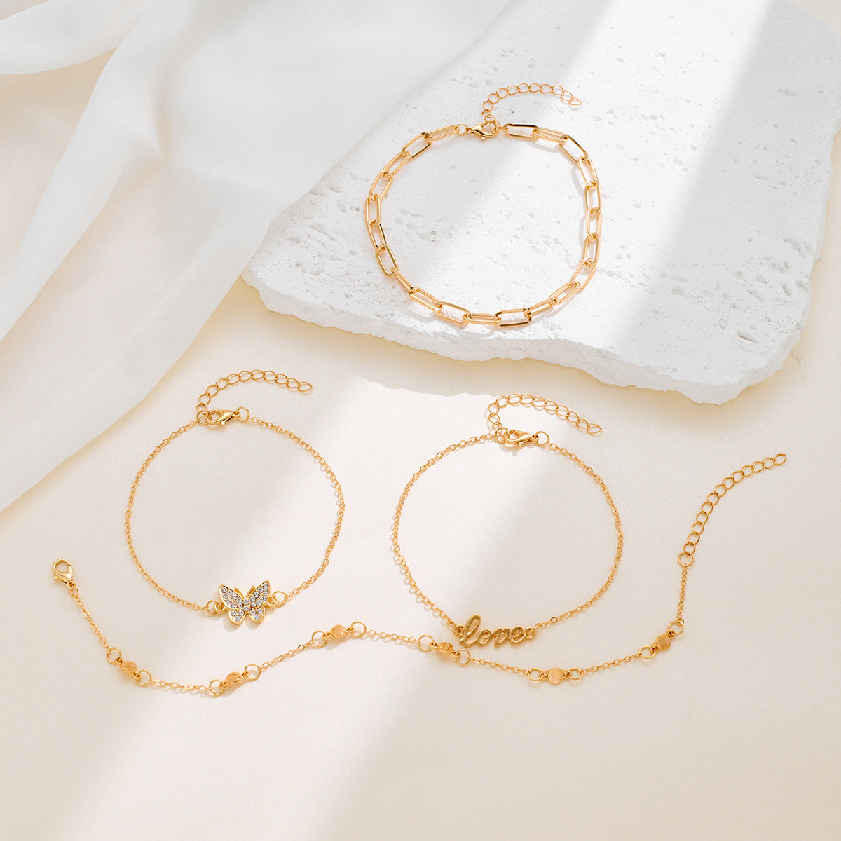 Beach Metal Pineapple Pearl Anklet Suit Retro Multi-layer