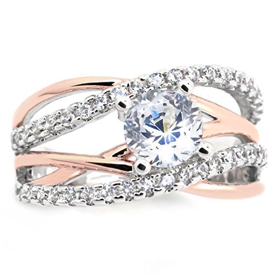 Cross Simple 14K Gold Zircon Ring For Women