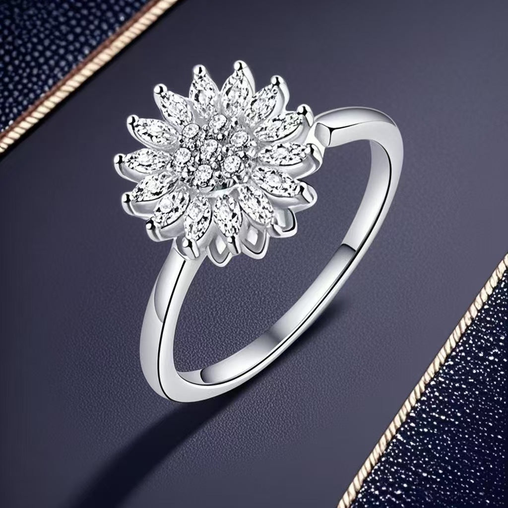 Copper Plating Diamond-embedded SUNFLOWER Rotating Stylish Opening Adjustable