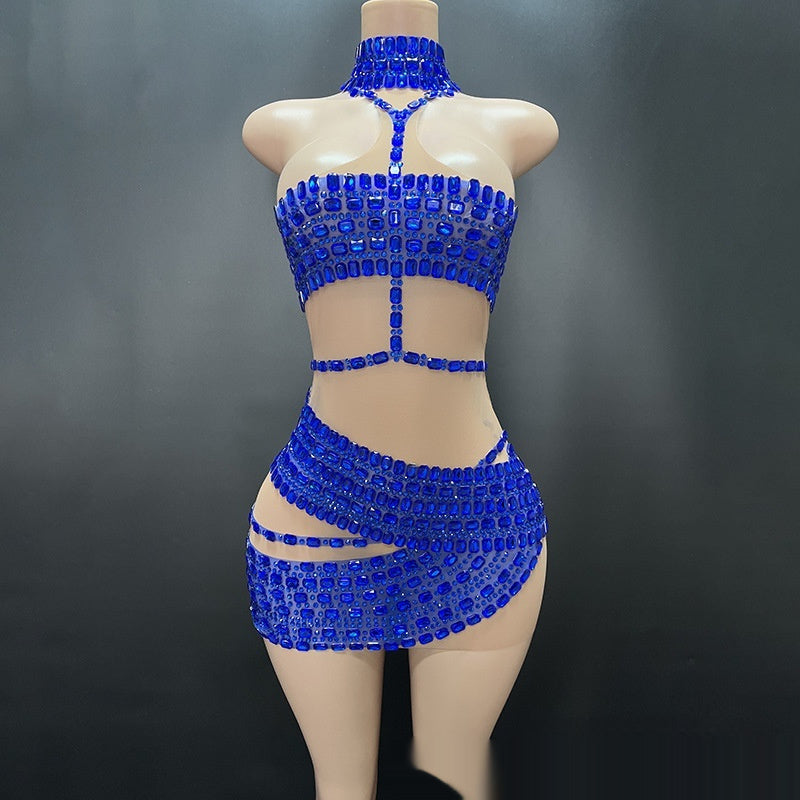 High-end And Fashionable Rhinestone Tube Top Short Skirt Top Vest