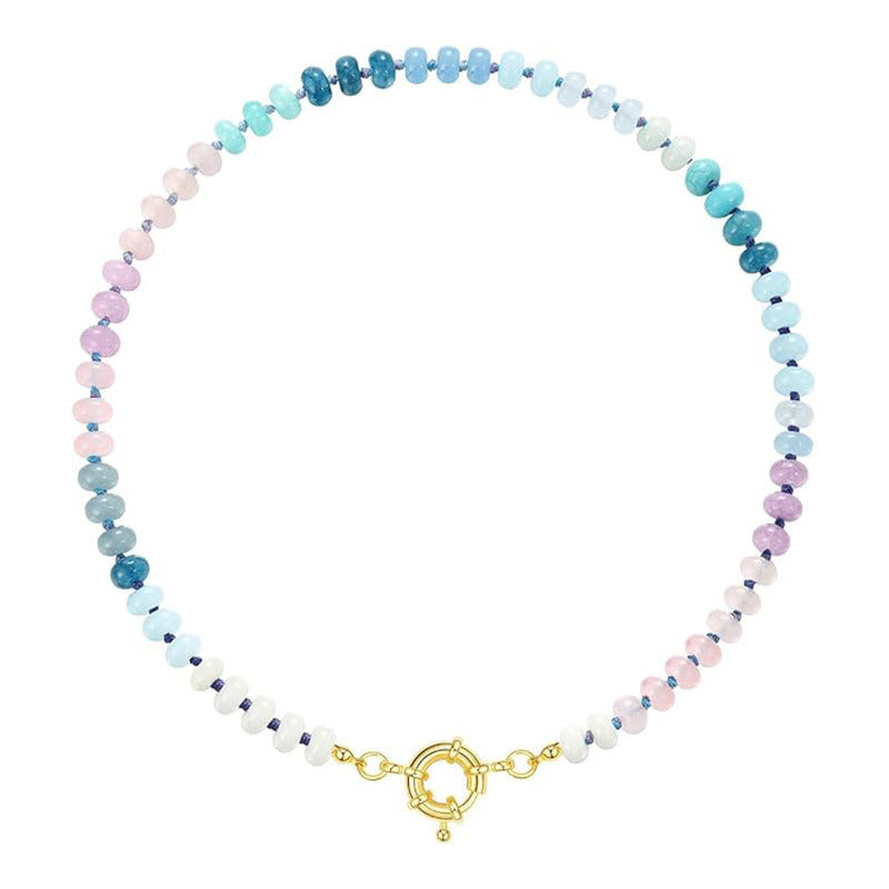 Beaded Gemstone Necklace For Women 11 Styles, Colorful Boho Bead Choker, Natural Stone Surfer Beach Necklace, 14K Gold Plated, Handmade Summer Jewelry