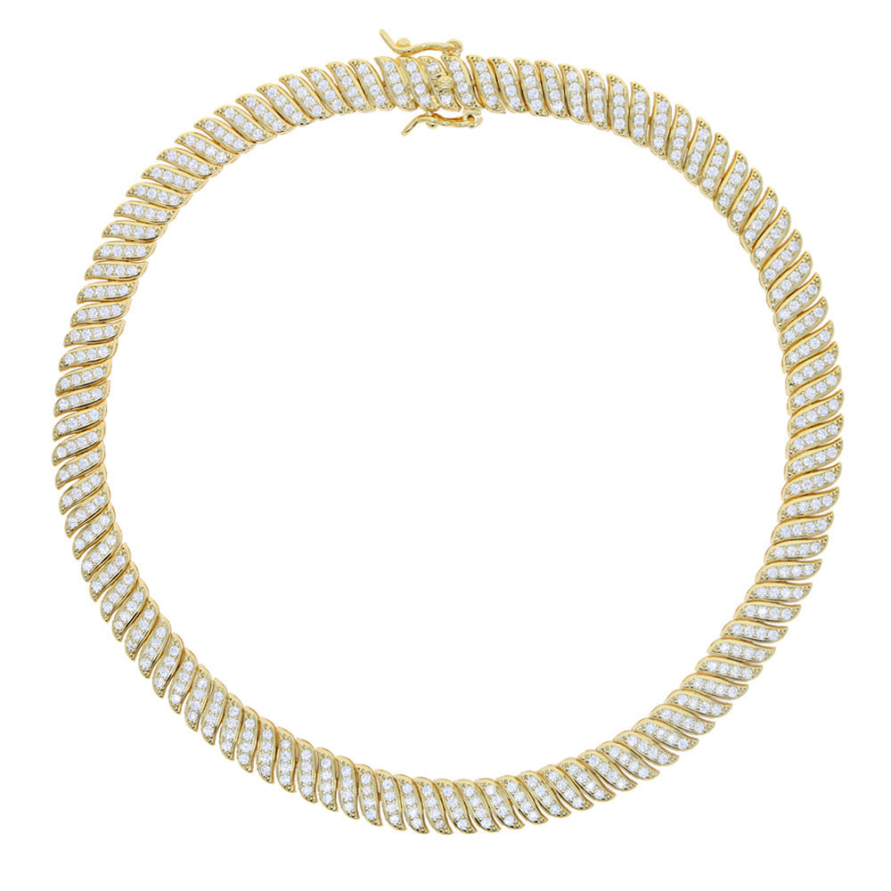 10mm Blade Zircon Necklace Hiphop Diamond Full Diamond Necklace Ornament