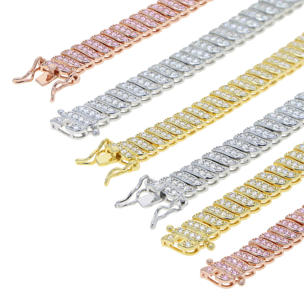 10mm Blade Zircon Necklace Hiphop Diamond Full Diamond Necklace Ornament