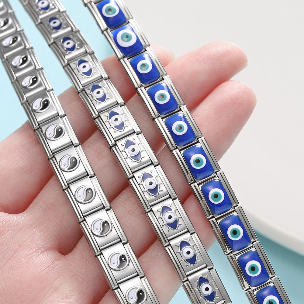 Stainless Steel Square Model Eye Pattern Module Bracelet Accessories