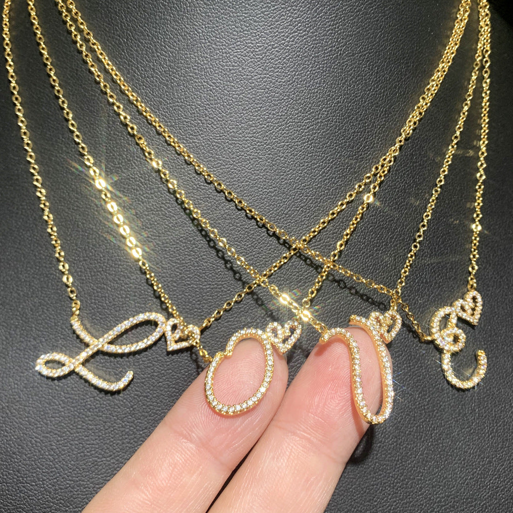 Personalized Love Letter Hanging Simple Retro Style 26 Letter Necklace