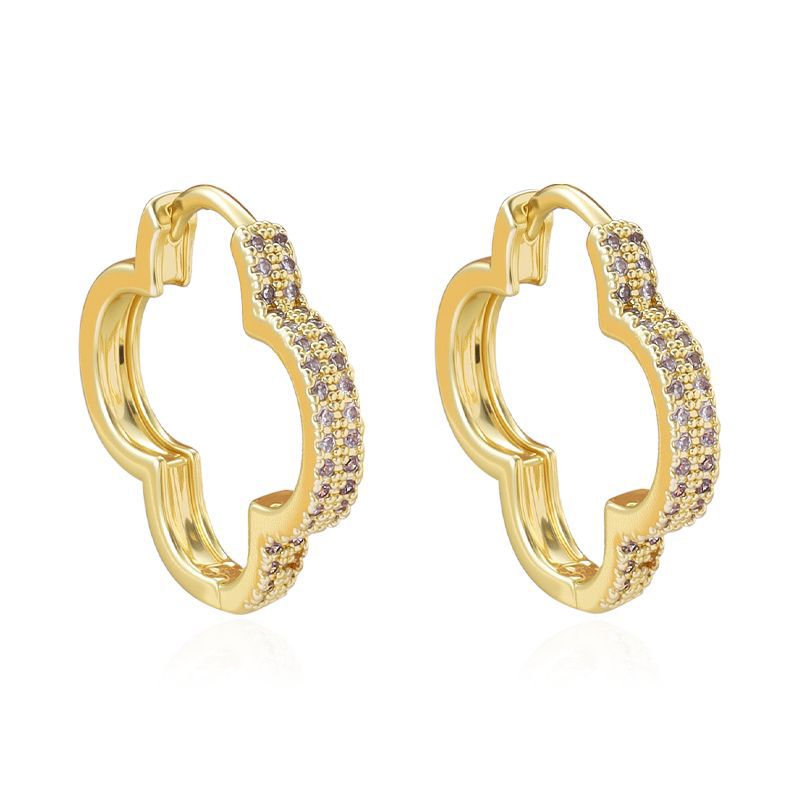 Heart-shaped Micro-inlaid Zirconia Sparkling Peach Heart Design Exquisite Earrings