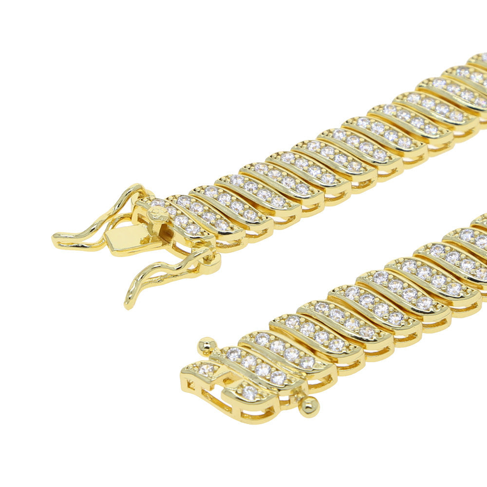 10mm Blade Zircon Necklace Hiphop Diamond Full Diamond Necklace Ornament