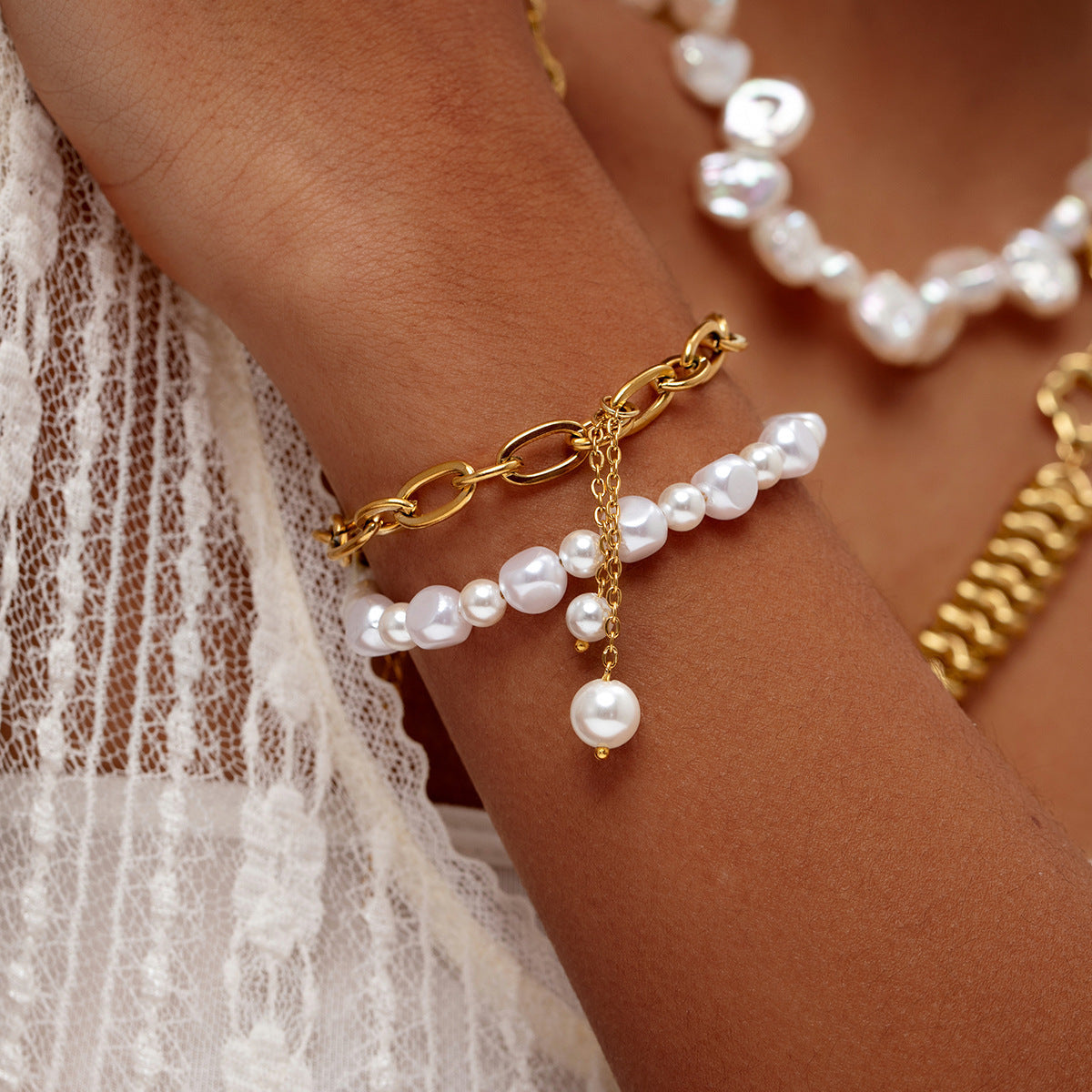 Pearl Titanium Steel Bracelet For Women