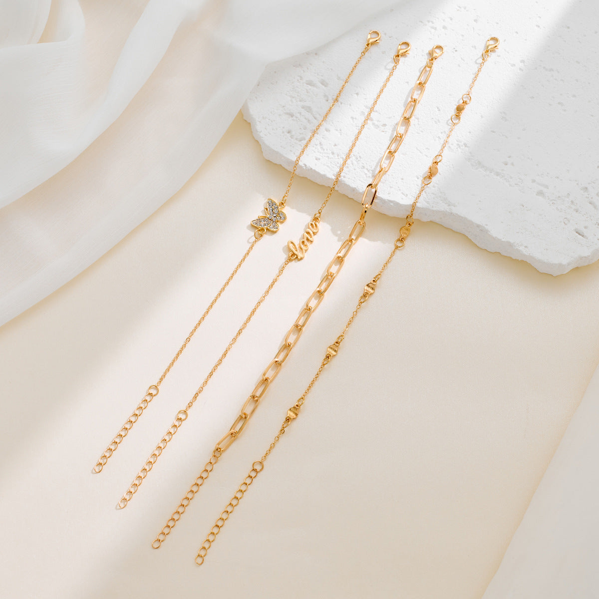 Beach Metal Pineapple Pearl Anklet Suit Retro Multi-layer