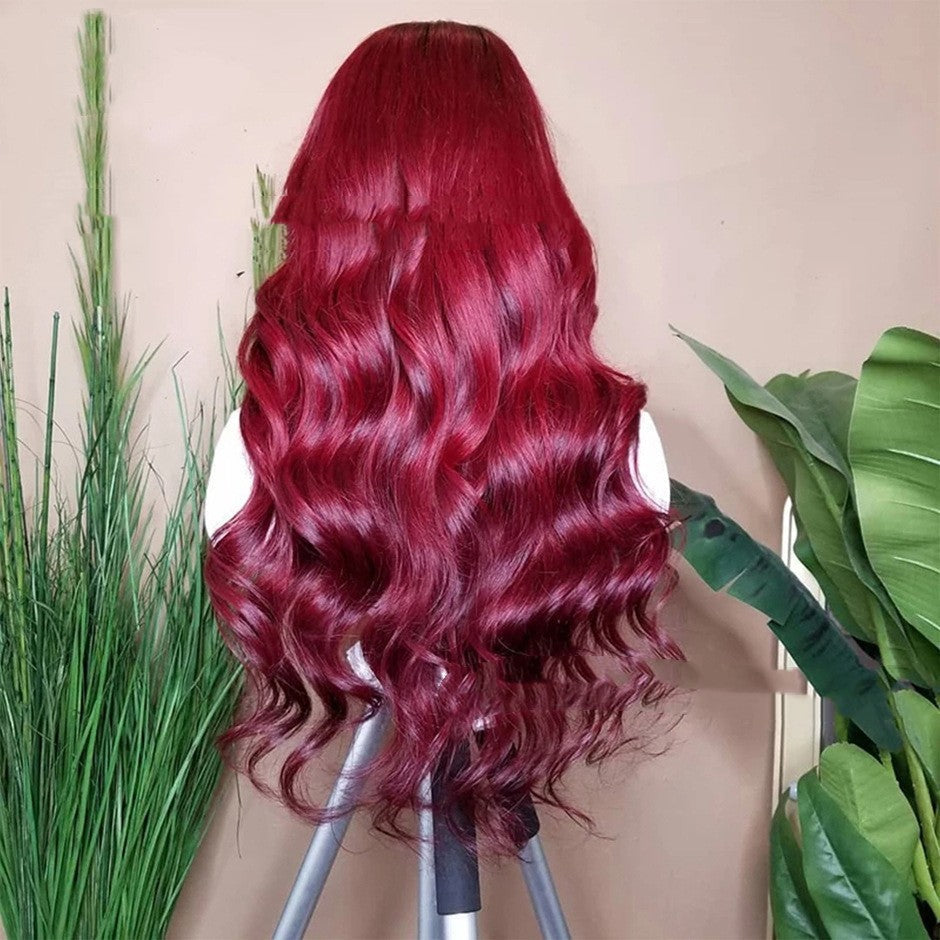 Wine Red Human Hair Wig